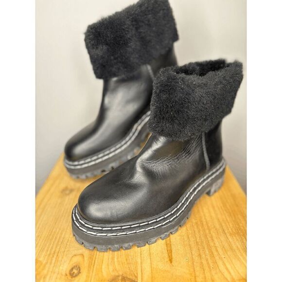 Proenza Schouler Women's Chunky Heel CA/SH Shearling Booties Black Size 6.5 NWOB - Picture 3 of 8